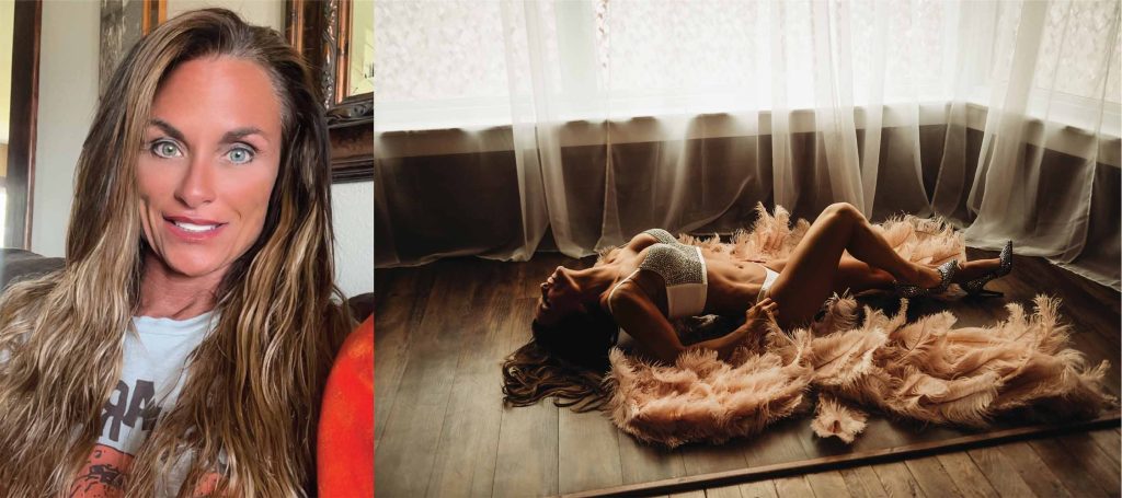 Collage of a woman before and after professional hair and makeup for a boudoir photoshoot